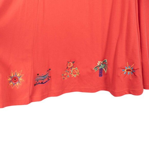 Eminent Sportswear Pink Coral Skirt L Womens Embroidery Elastic Waist Summer - Picture 4 of 7